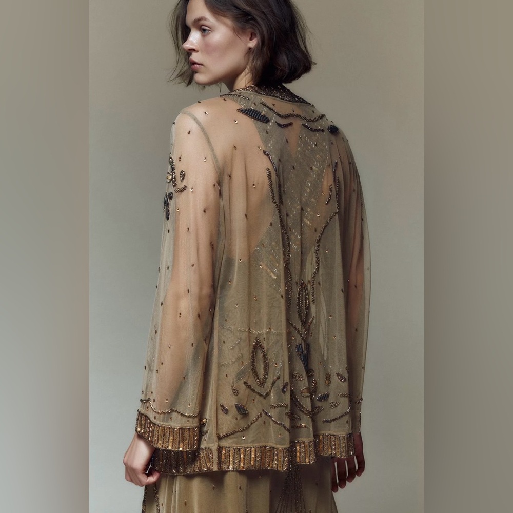 Zara limited edition BEADED SEQUIN KIMONO (missing some beads, check photos) - Picture 10 of 16